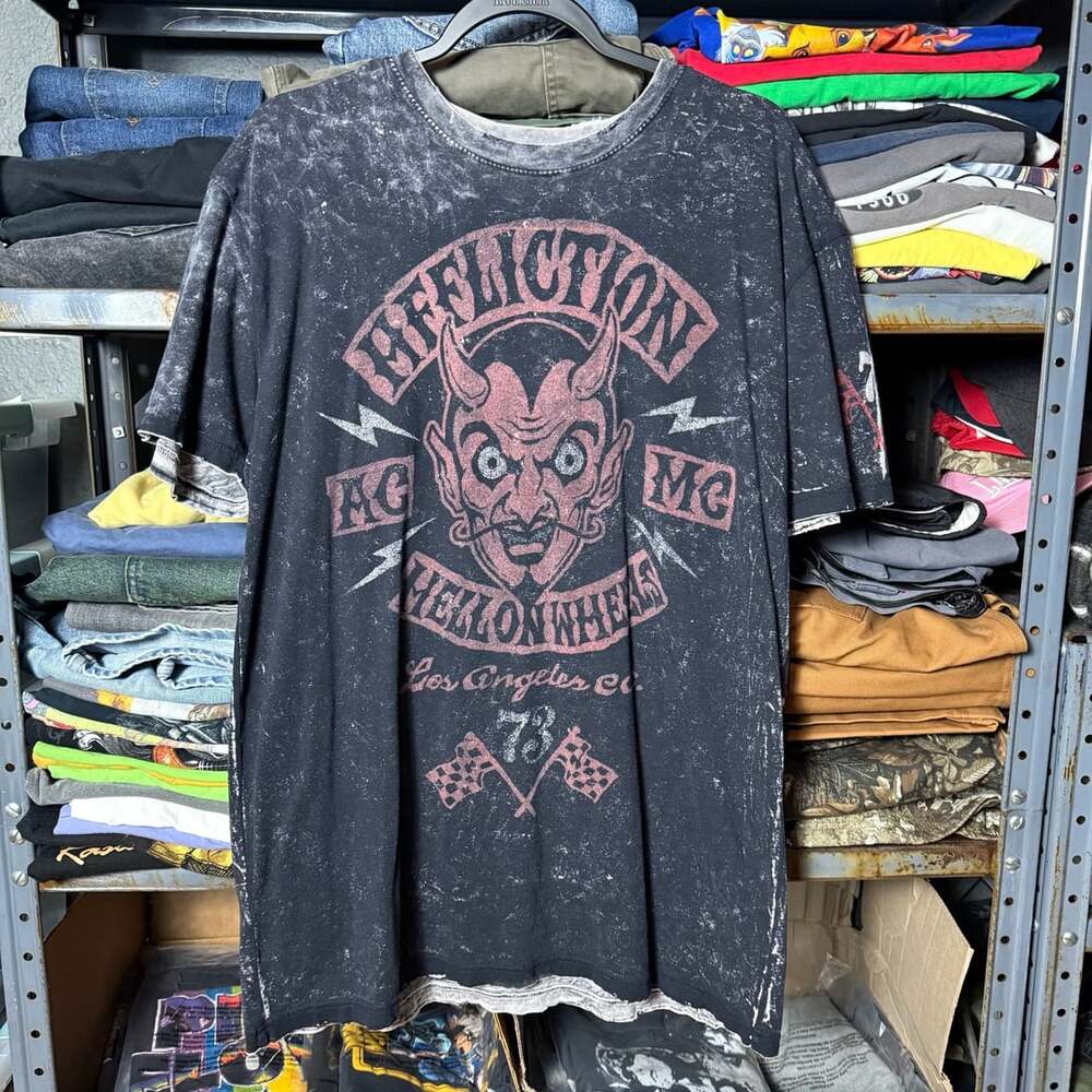 Affliction reversible Hell On Wheels Devil Graphic Mineral Wash T-Shirt